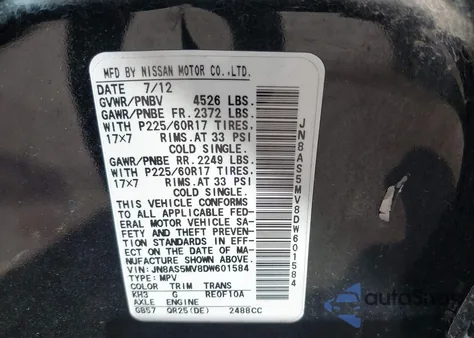 2013 Nissan Rogue Sv z USA, uszkodzony, nr VIN JN8AS5MV8DW601584